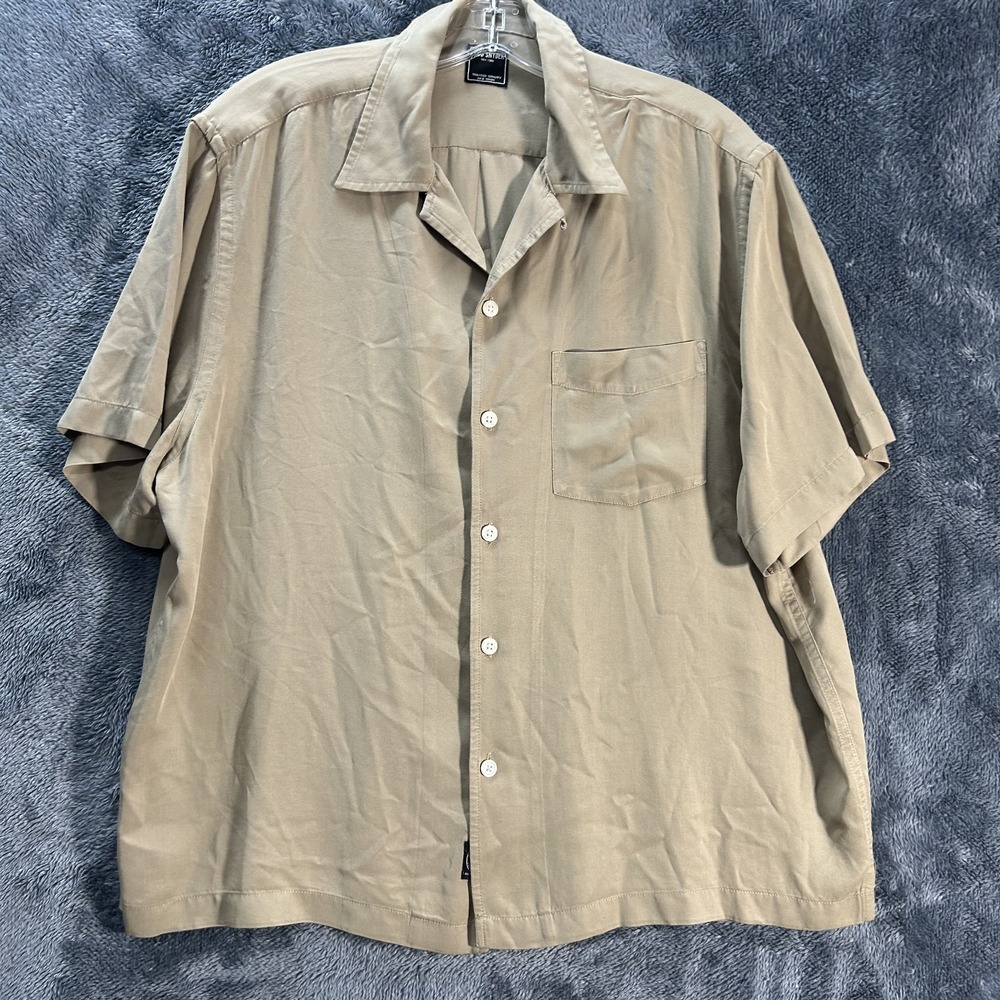 Todd Snyder Mens Size L Brown Viscose Loop Collar Button Up Shirt